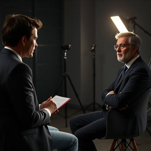 Two professionals engaged in a mock interview session, one interviewer taking notes while the other answers.
